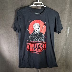 Pro Wrestling Tees SwitchBlade Skeleton Black Red White Graphic Tee VG- M